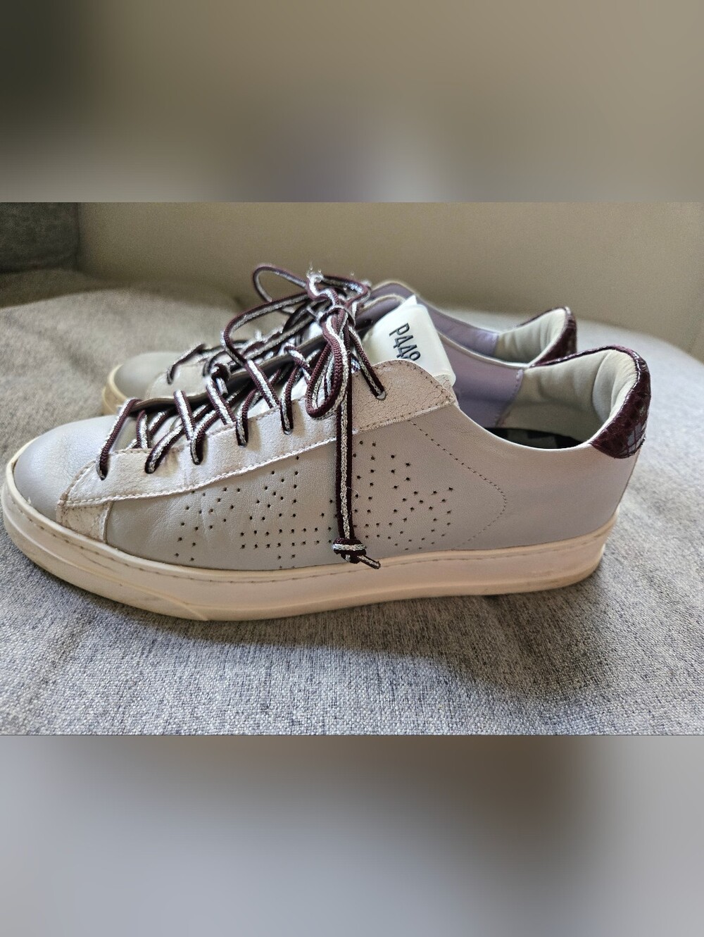 P448 Men's Sneakers in Light Lavender with Dark Purple Laces